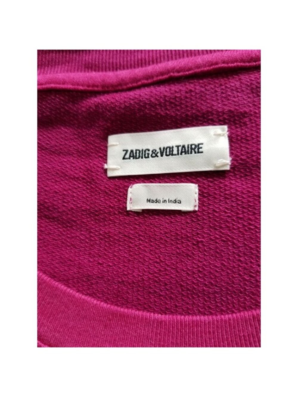 ZADIG & VOLTAIRE Zadig Malibu Dye Dip French Terry Short Sleeve Sweatshirt Sz L - Picture 7 of 11